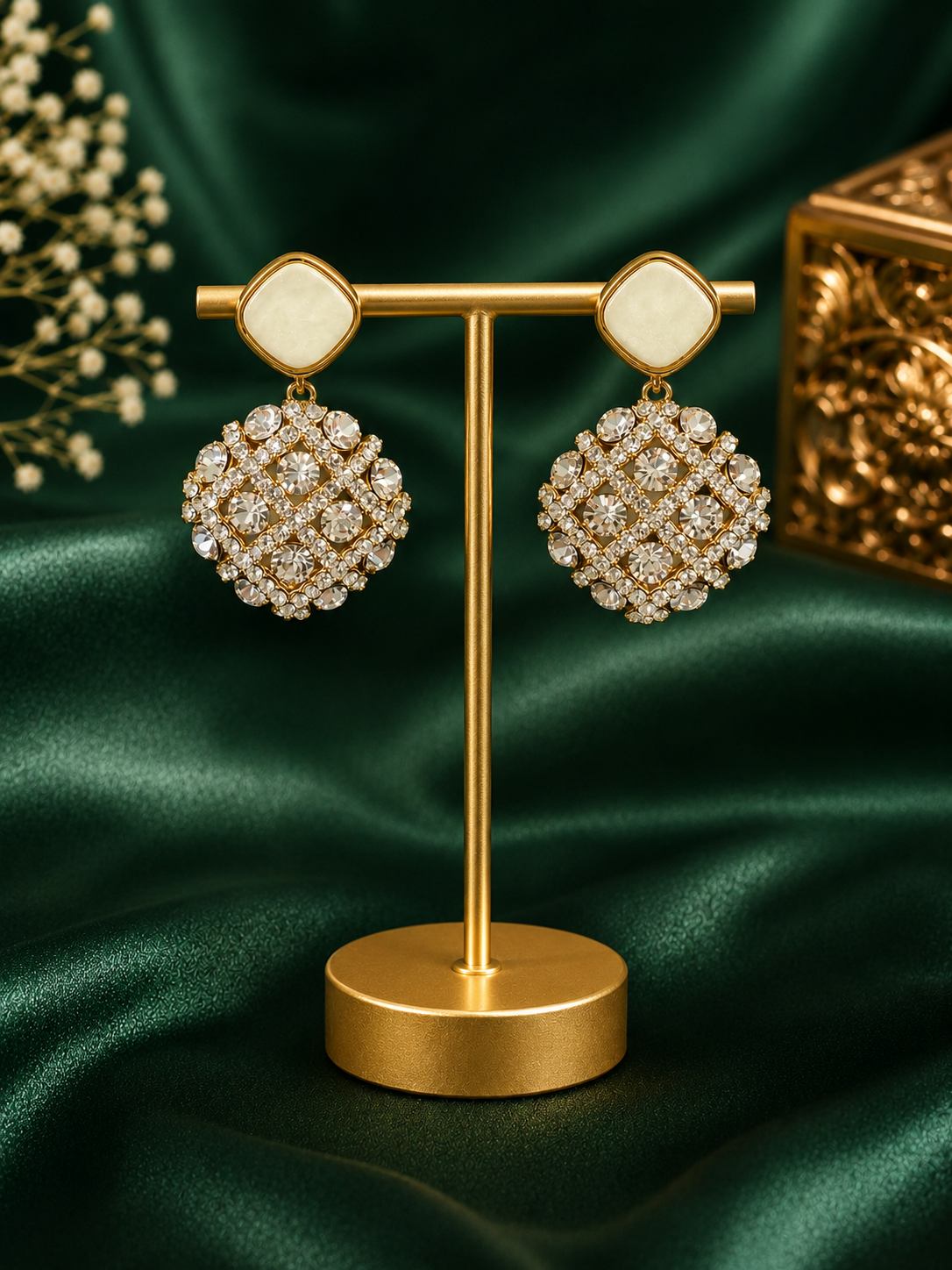 Royal Radiance Gold & Crystal Drop Earrings