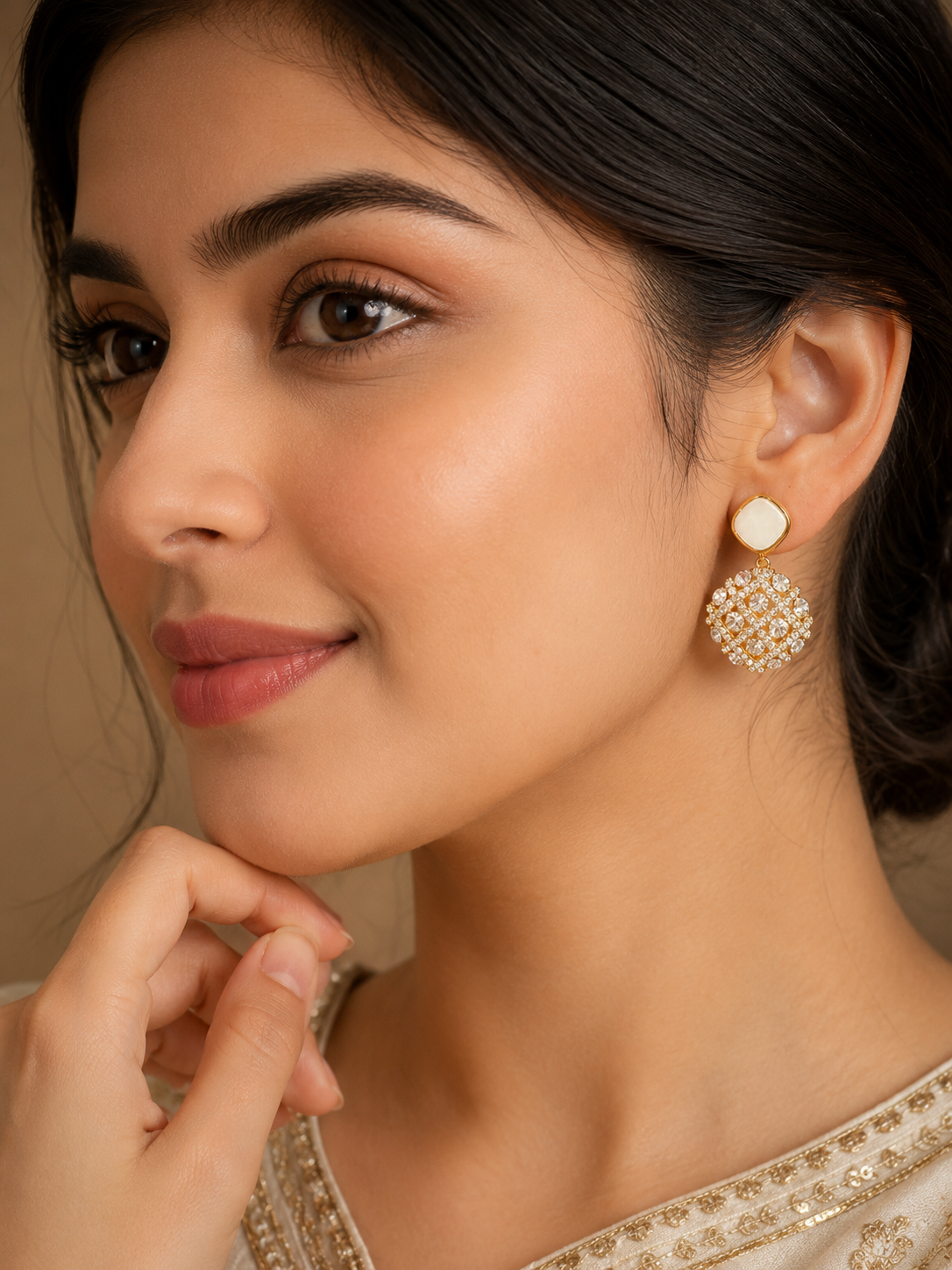 Royal Radiance Gold & Crystal Drop Earrings