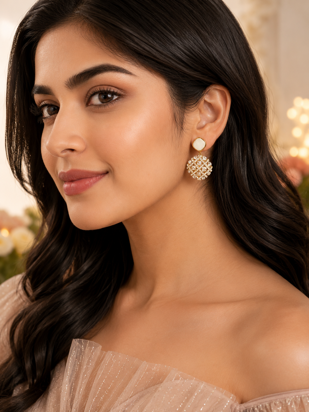Royal Radiance Gold & Crystal Drop Earrings