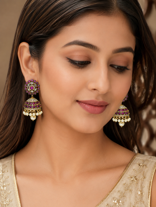 Regal Amethyst Jhumka Earrings