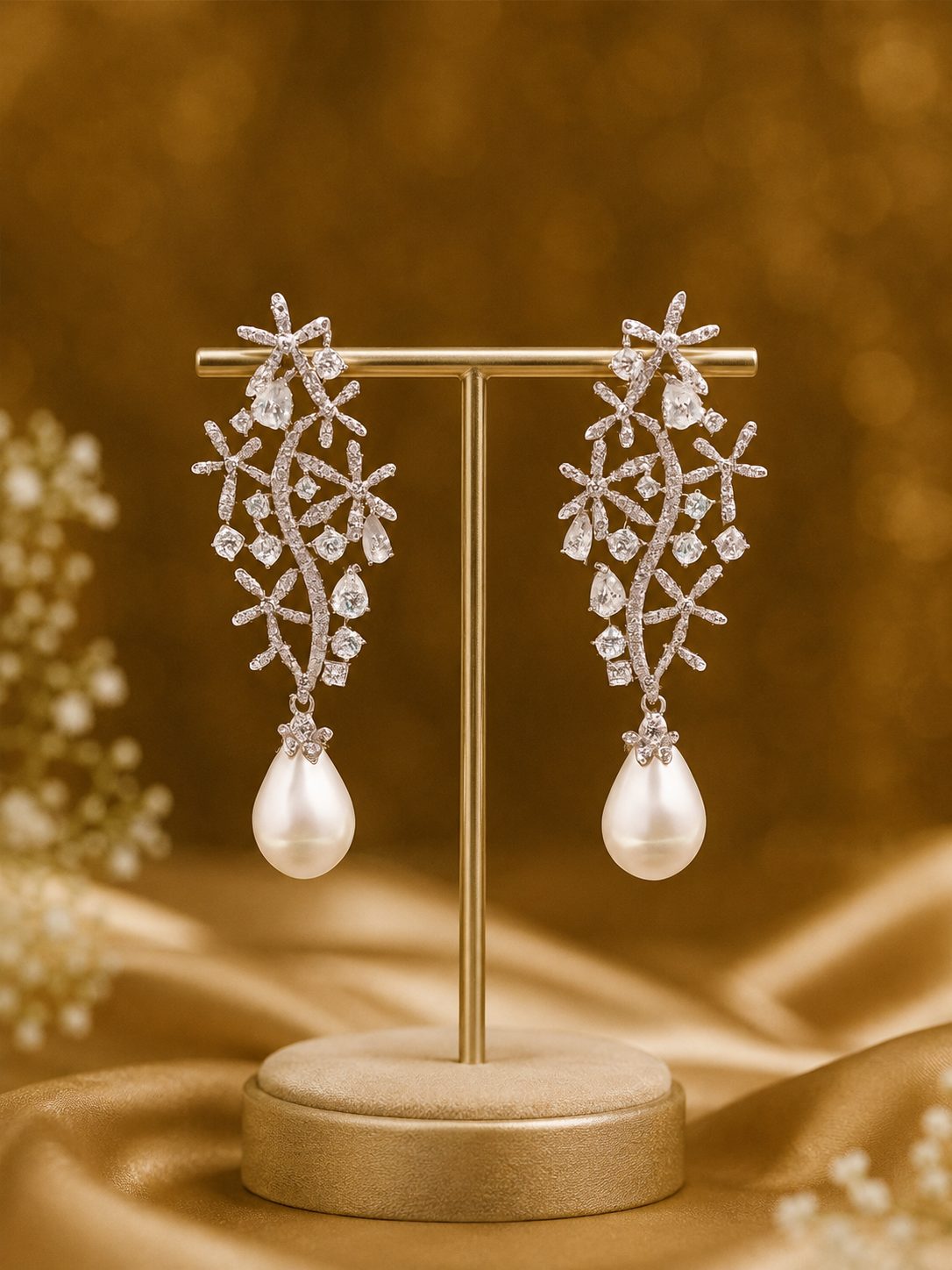 Moonlit Blossom Pearl Earrings