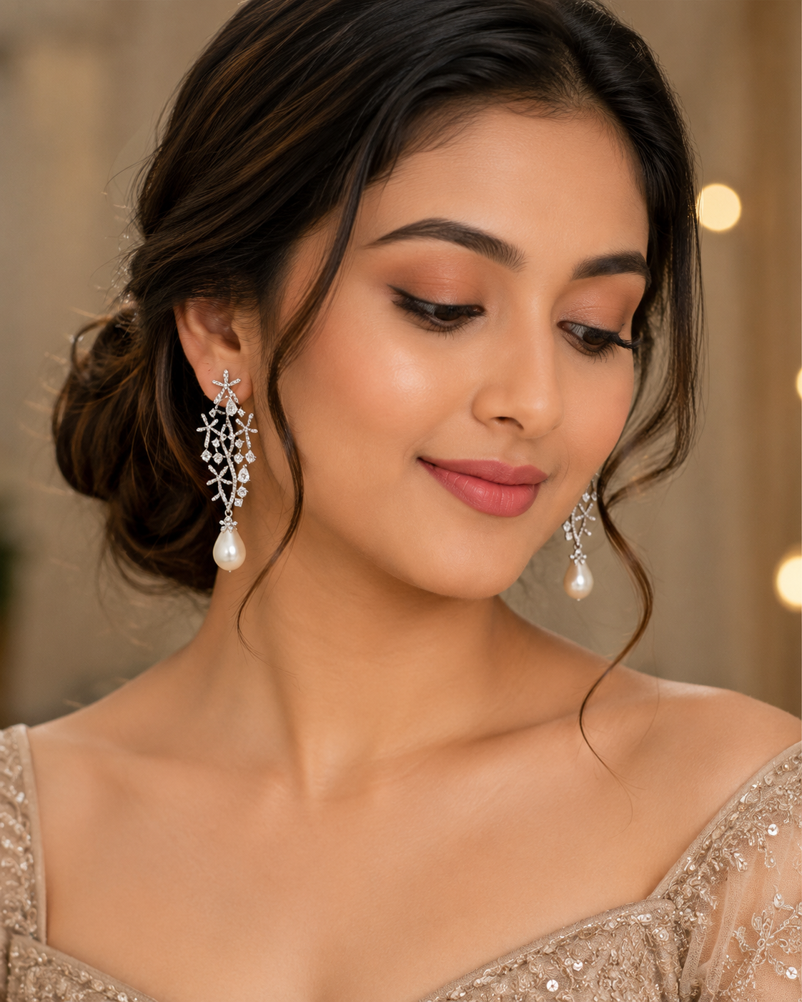 Moonlit Blossom Pearl Earrings