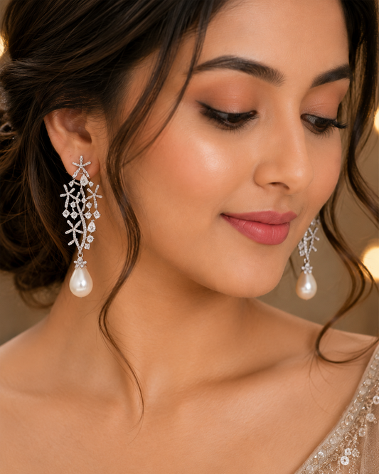 Moonlit Blossom Pearl Earrings