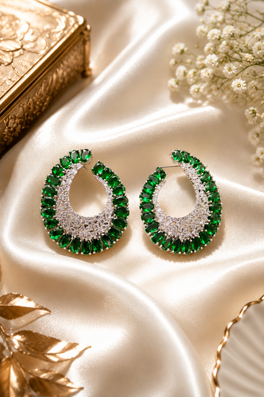 Emerald Elegance Hoop Earrings