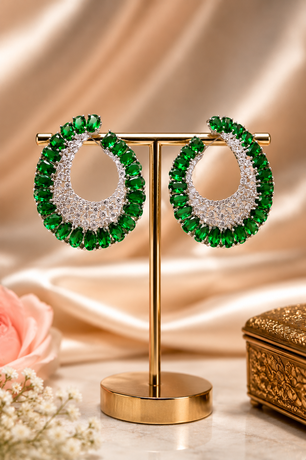 Emerald Elegance Hoop Earrings
