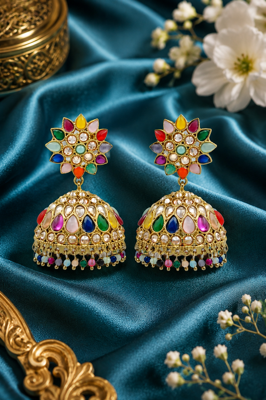 Multicolor Royal Prism Jhumkas