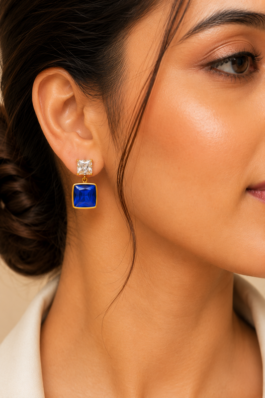 Luxe Blue Radiance Statement Earrings