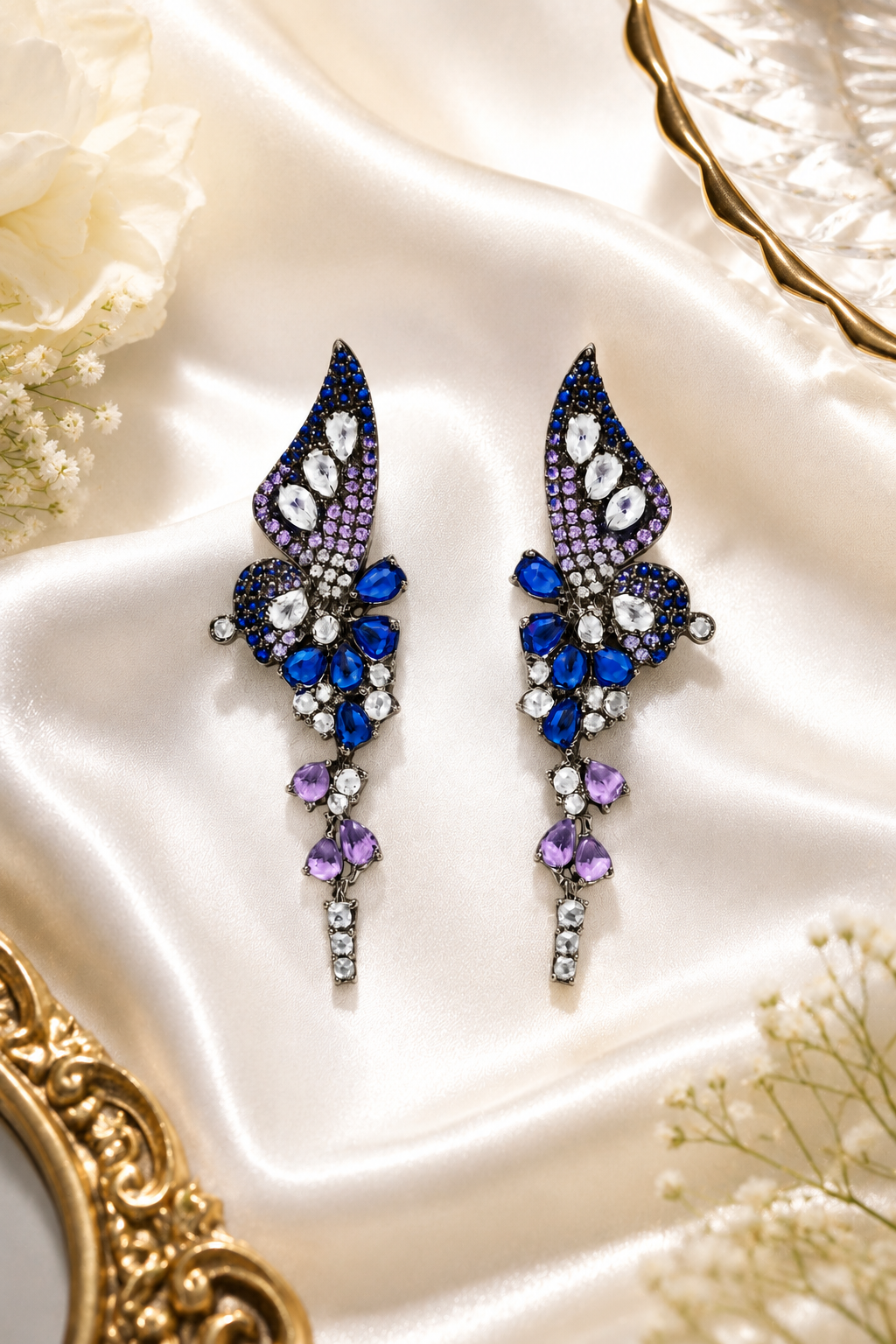 Blue Enchanted Butterfly Wing Earrings