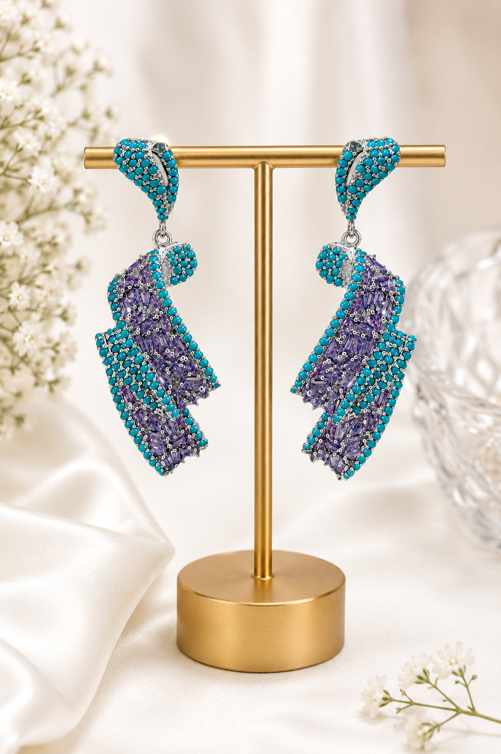 Blue Twilight Swirl Pavé Earrings
