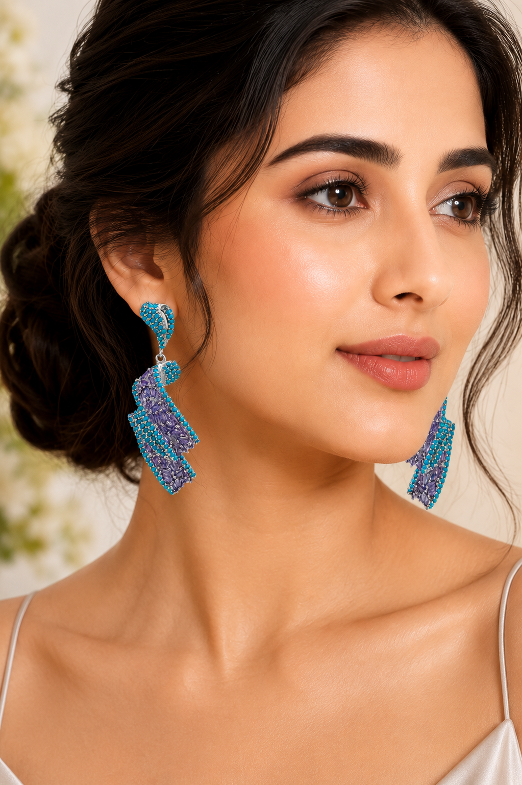 Blue Twilight Swirl Pavé Earrings