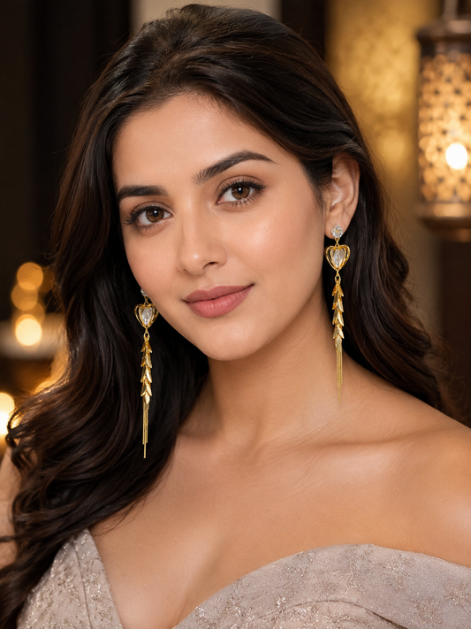 Enchanted Gold Heart Dangle Earrings