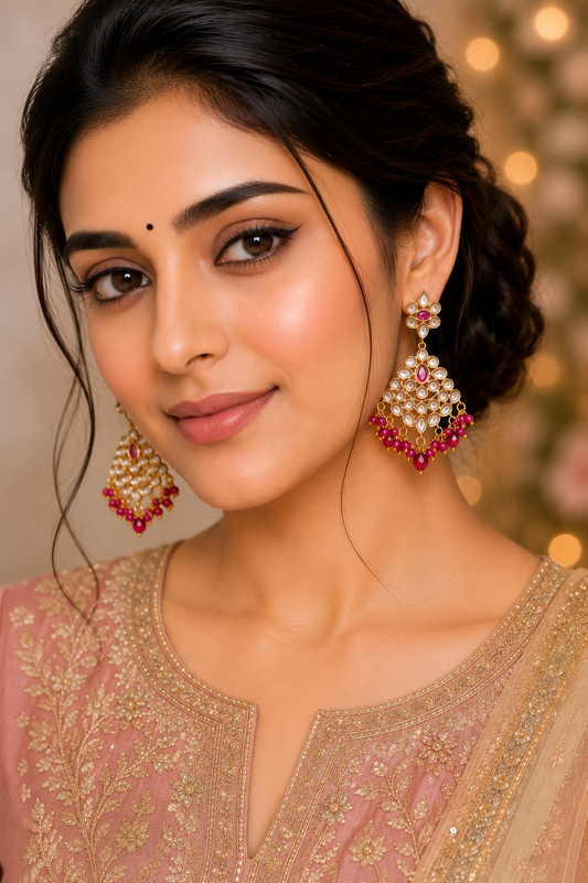 Royal Ruby Kundan Chandbalis