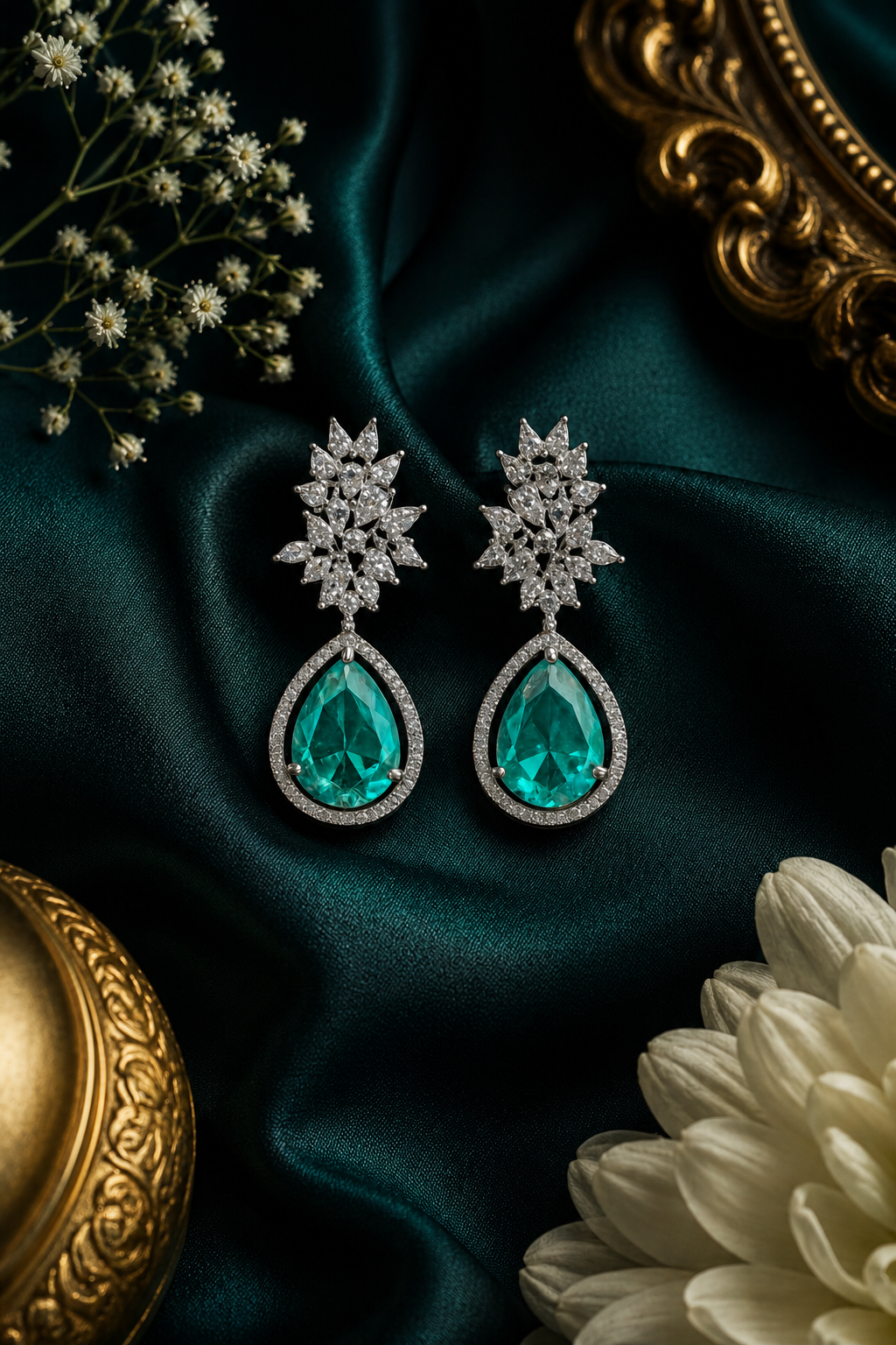 Emerald Royal Elegance Teardrop Crystal Earrings