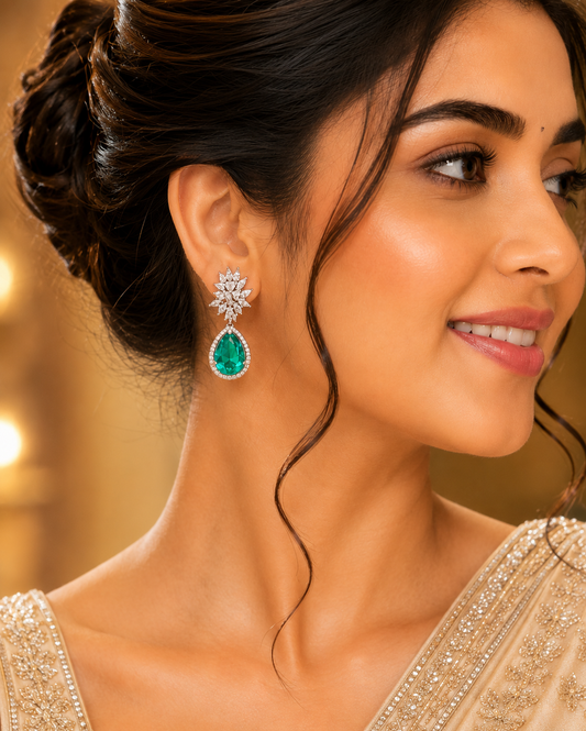Emerald Royal Elegance Teardrop Crystal Earrings