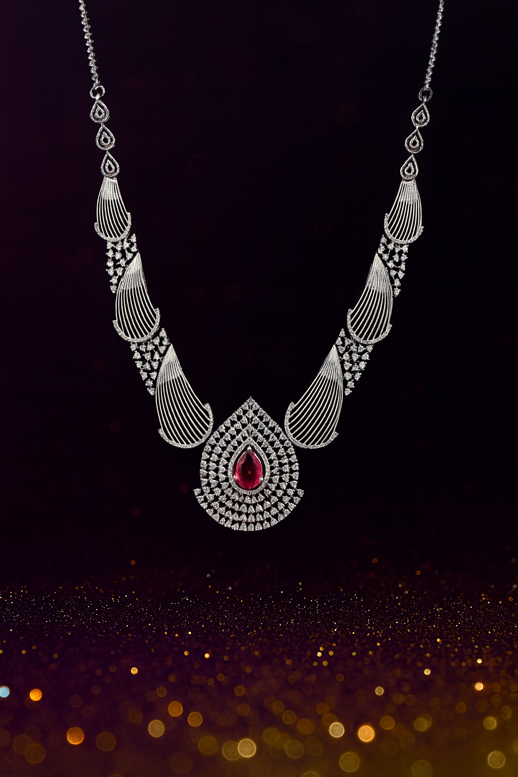 Crimson Royale Cascade Necklace