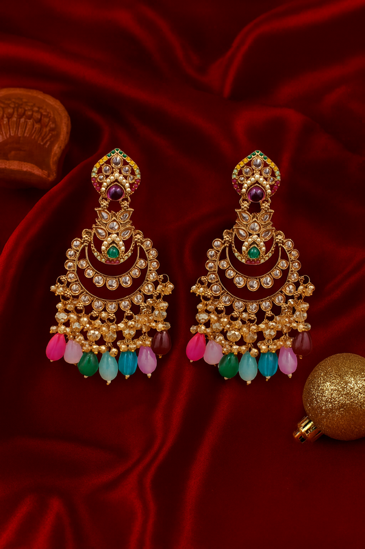 Noor-e-Rang Multicolor Kundan Chandbali