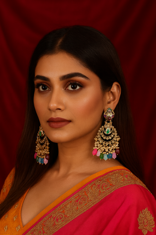 Noor-e-Rang Multicolor Kundan Chandbali