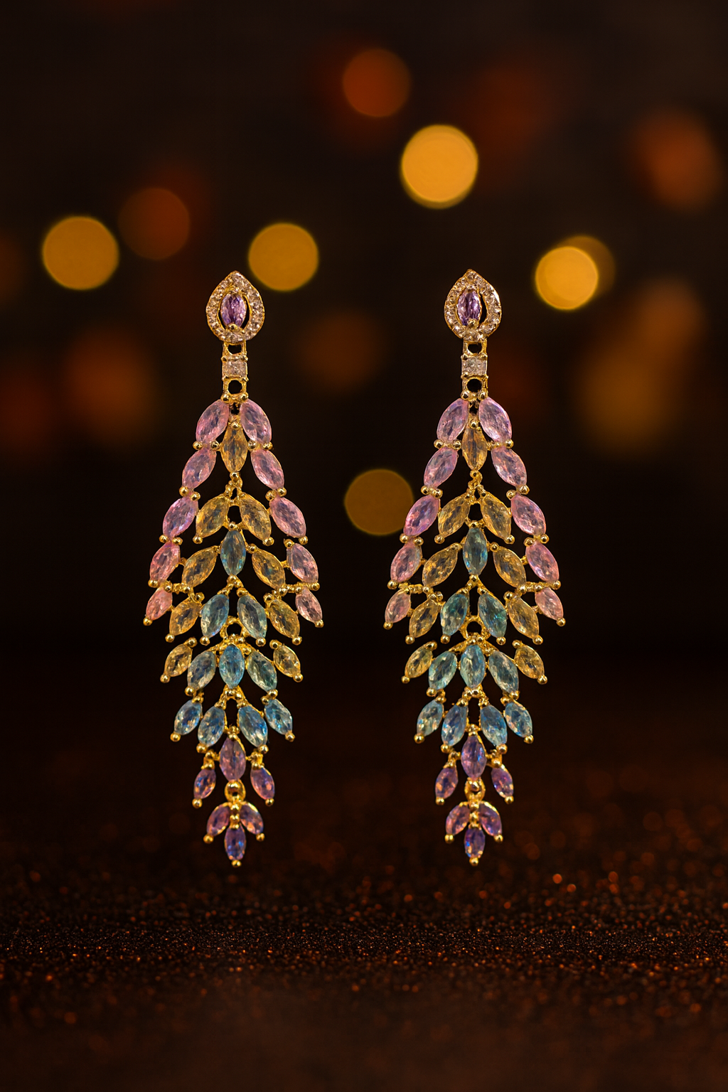Aurora Leaf Cascade Earrings