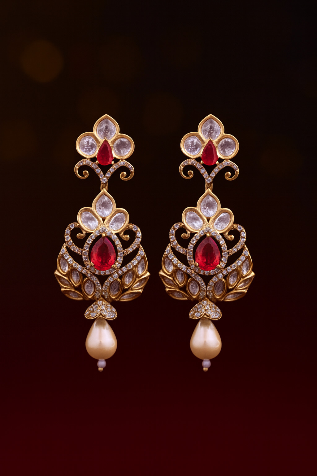 Regal Ruby Blossom Earrings