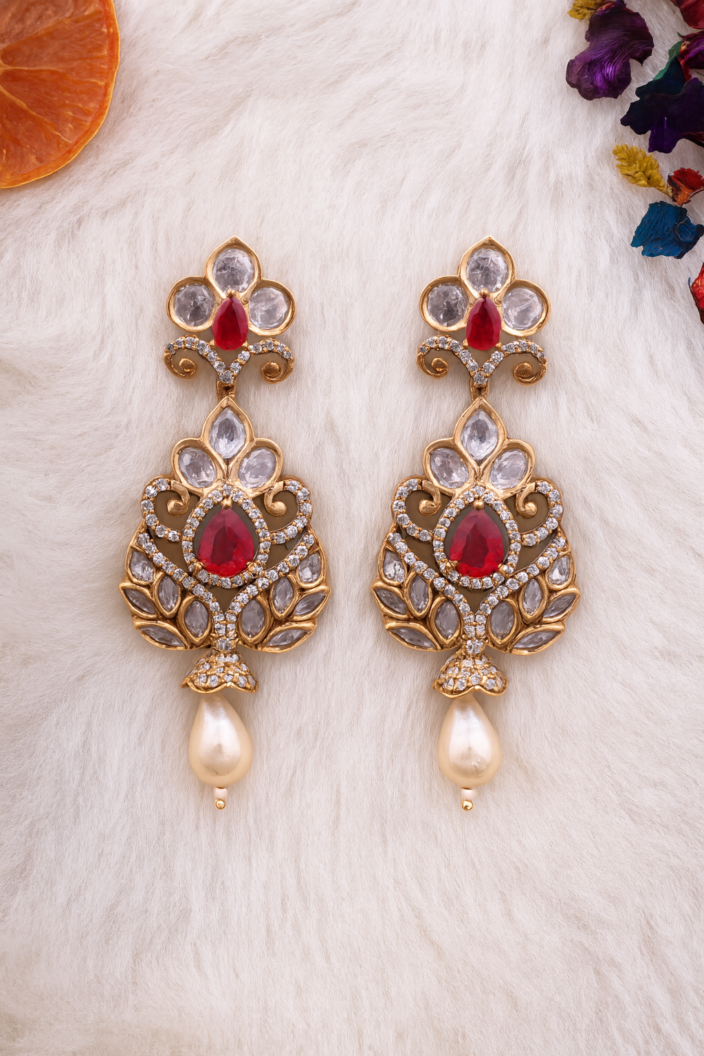 Regal Ruby Blossom Earrings