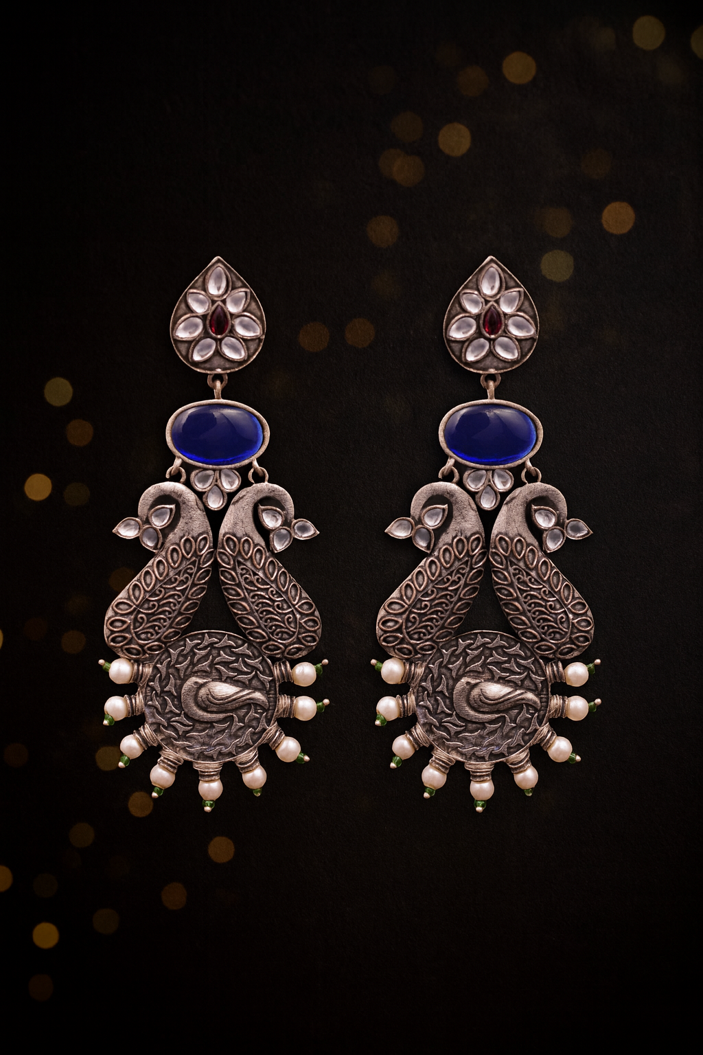 Regal Peacock Kundan Dangler