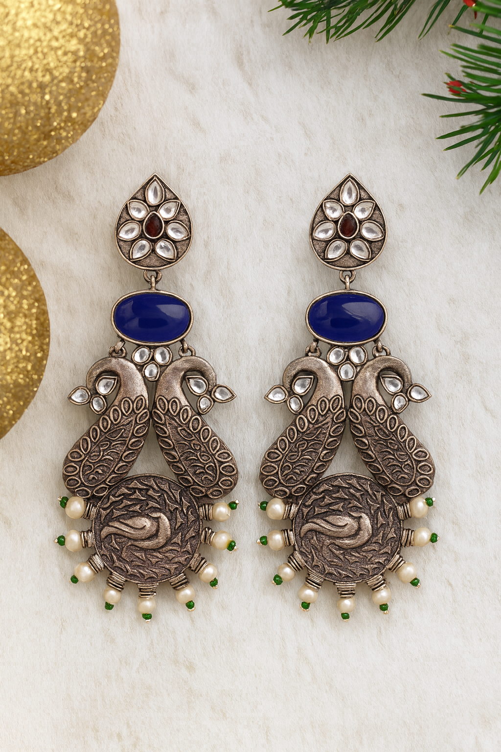 Regal Peacock Kundan Dangler