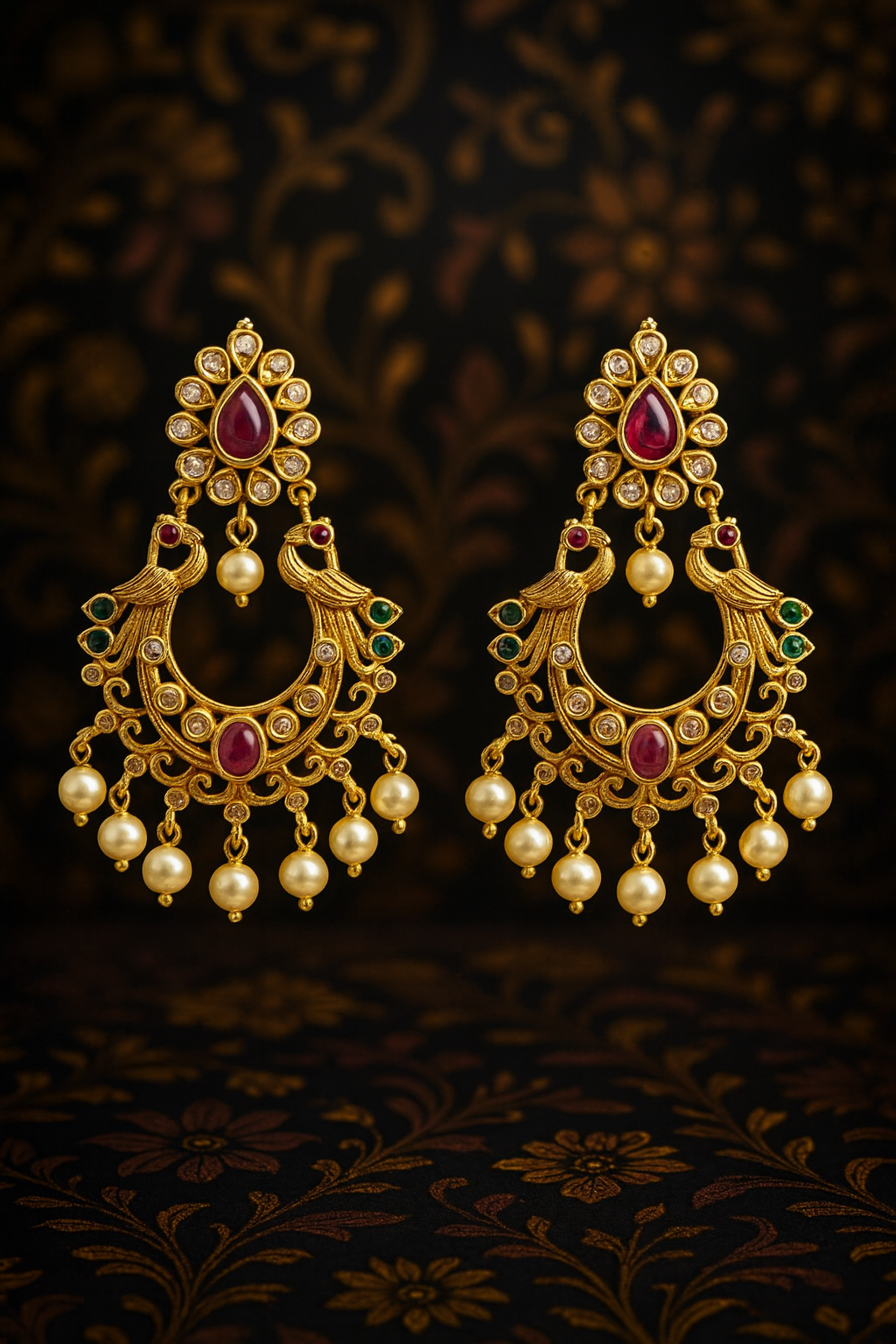 Regal Peacock Symphony Earrings