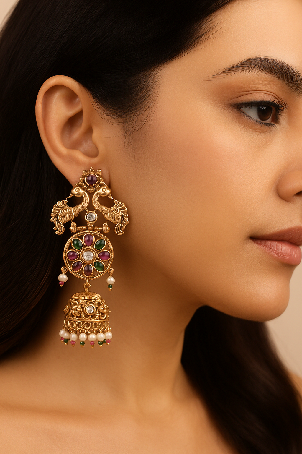 Mayura Pushpanjali Jhumkas