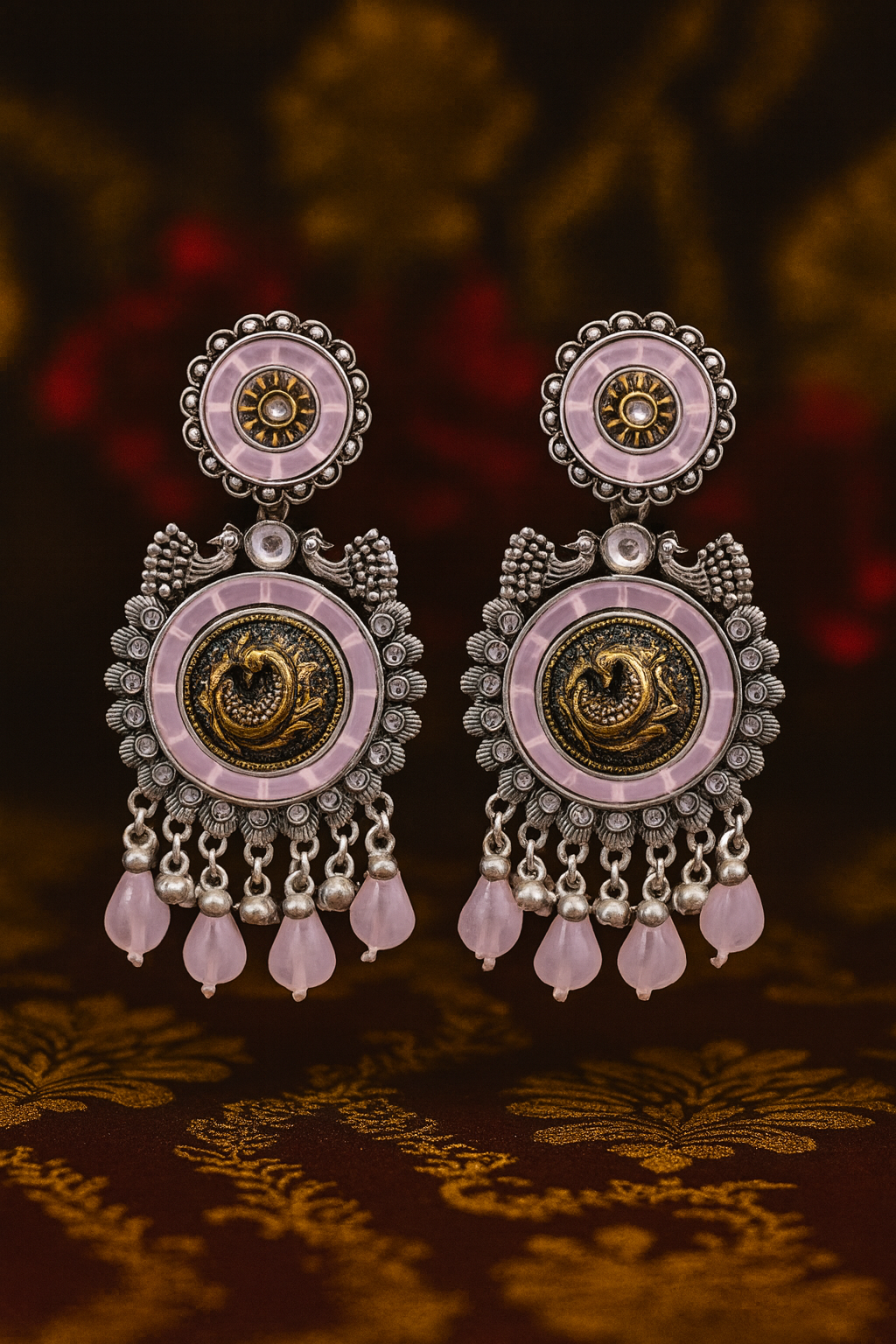 Rose Mist Peacock Chandbalis