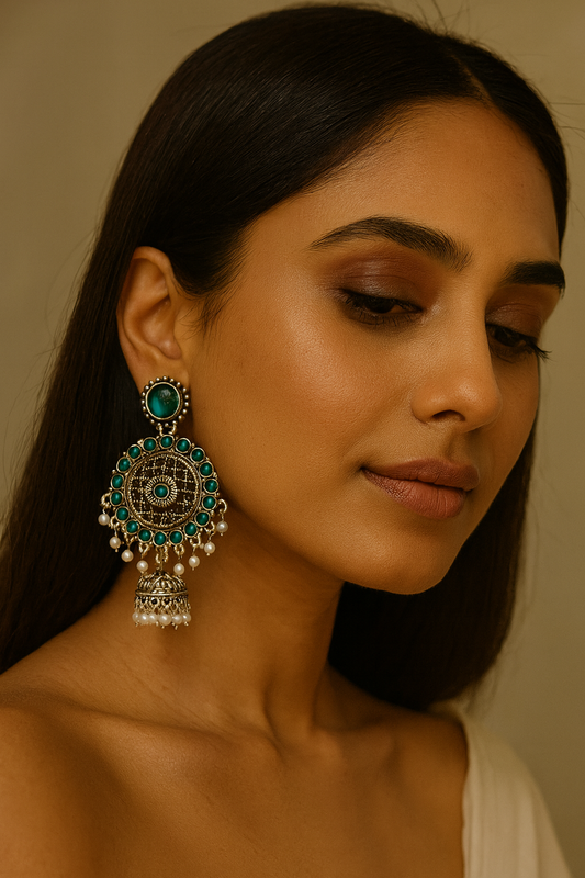 Green Festive Aura Earrings