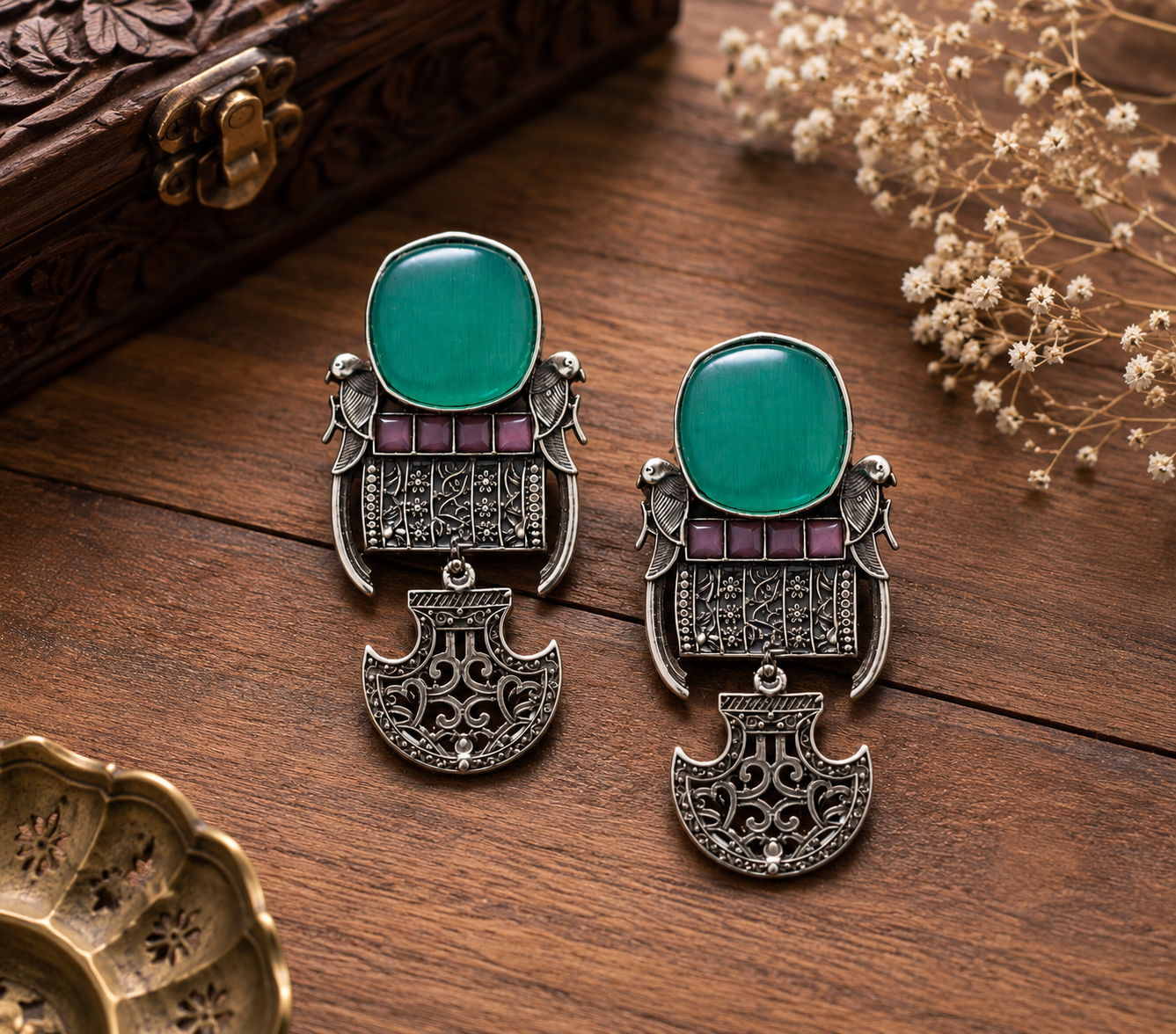 Emerald Heritage Drop Earrings