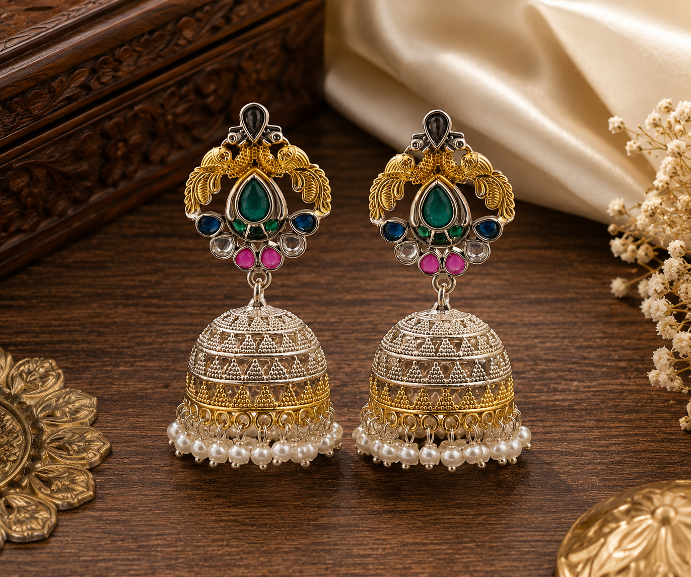 Royal Peacock Jhumka Earrings