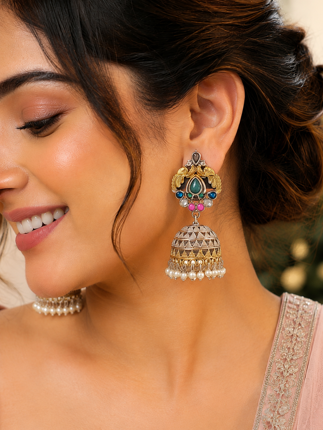 Royal Peacock Jhumka Earrings