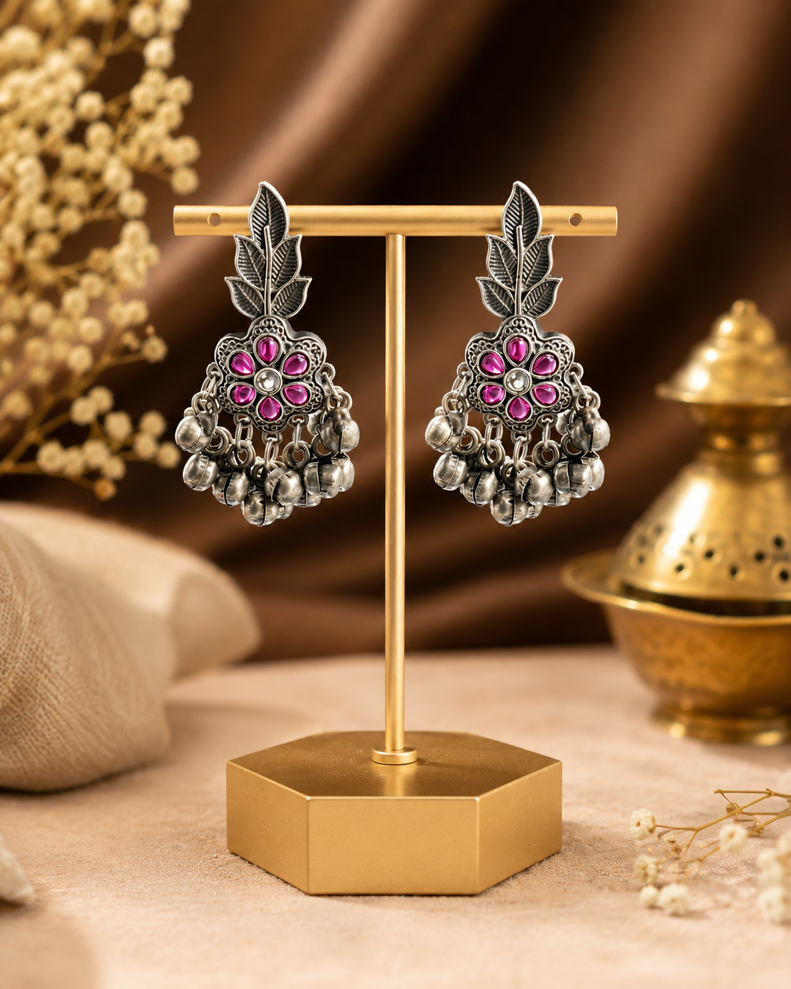 Gulnaar Silver Bloom Earrings