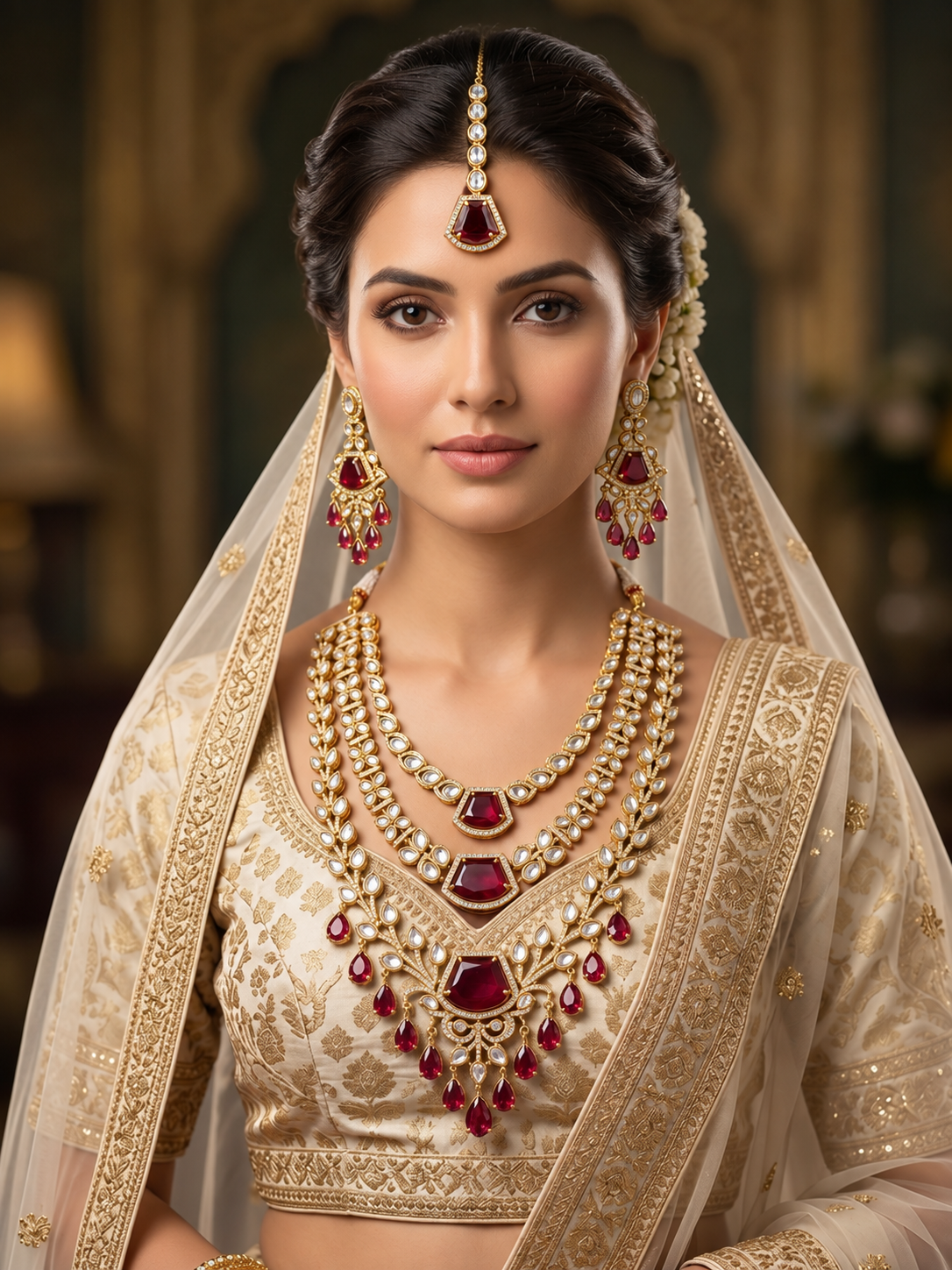 Royal Ruby Vine Necklace Set