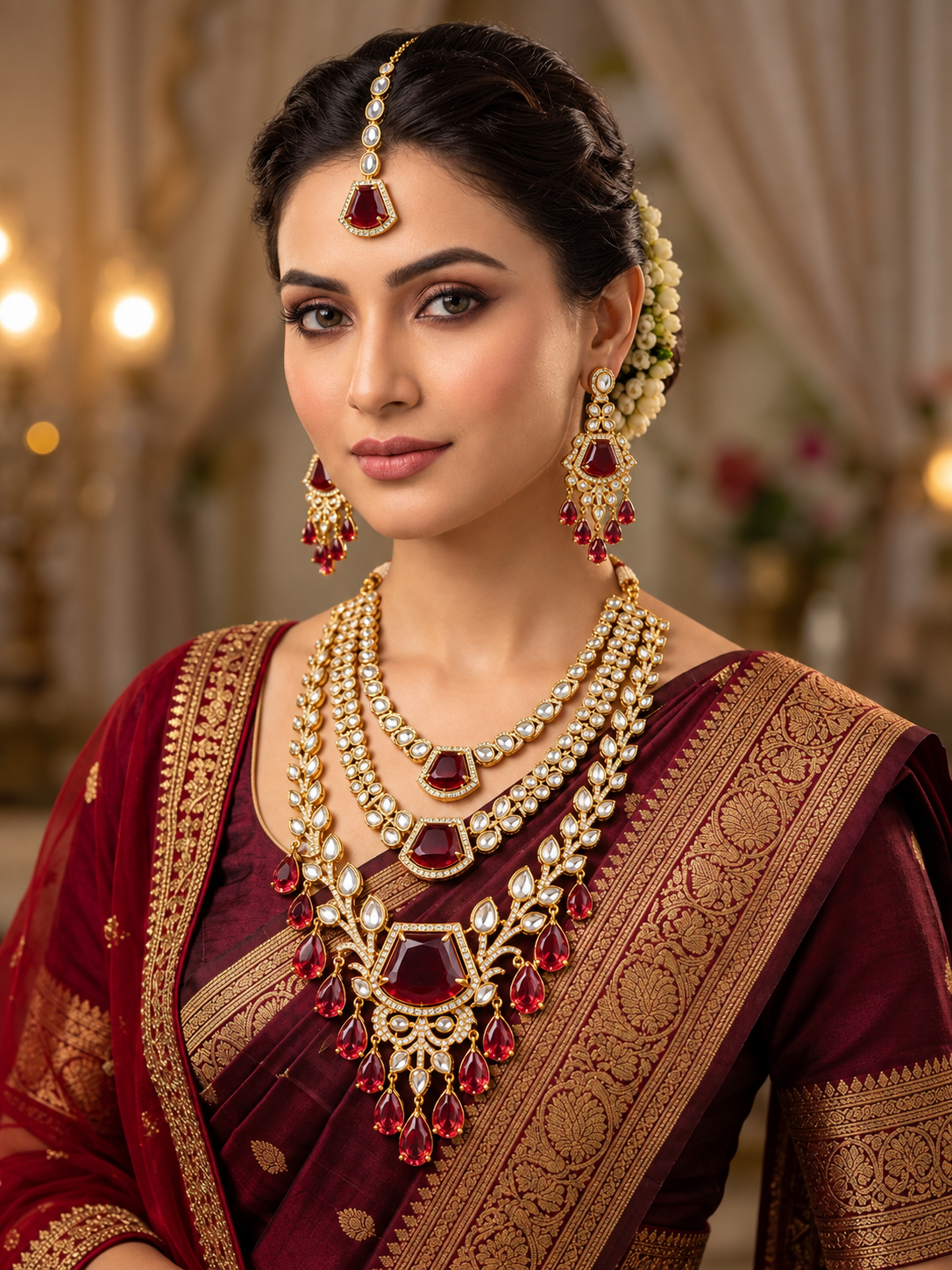 Royal Ruby Vine Necklace Set