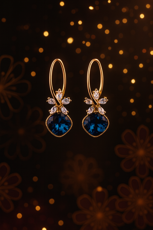 Midnight Bloom Sapphire Earrings