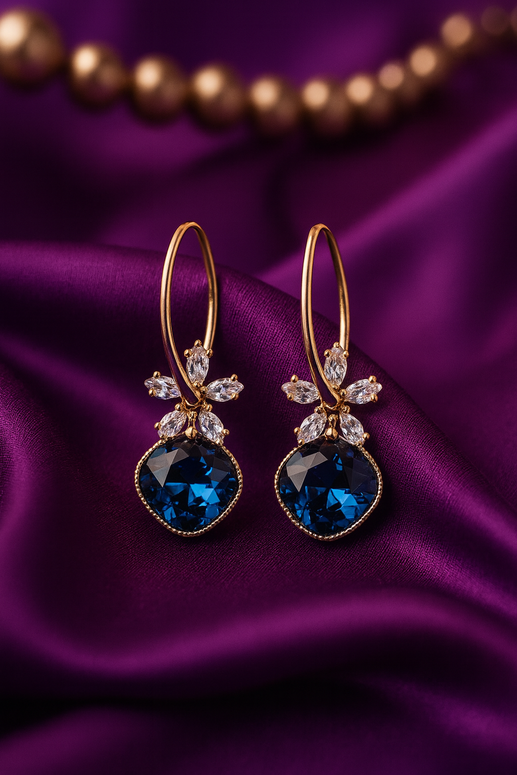 Midnight Bloom Sapphire Earrings