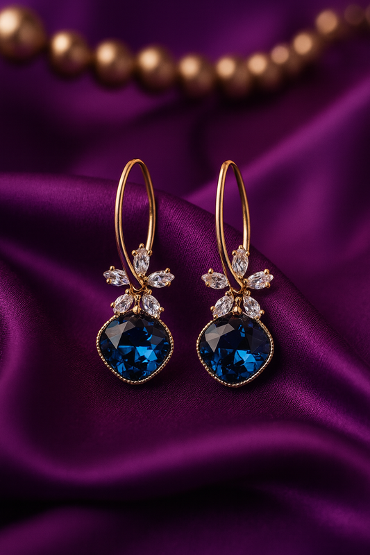 Midnight Bloom Sapphire Earrings
