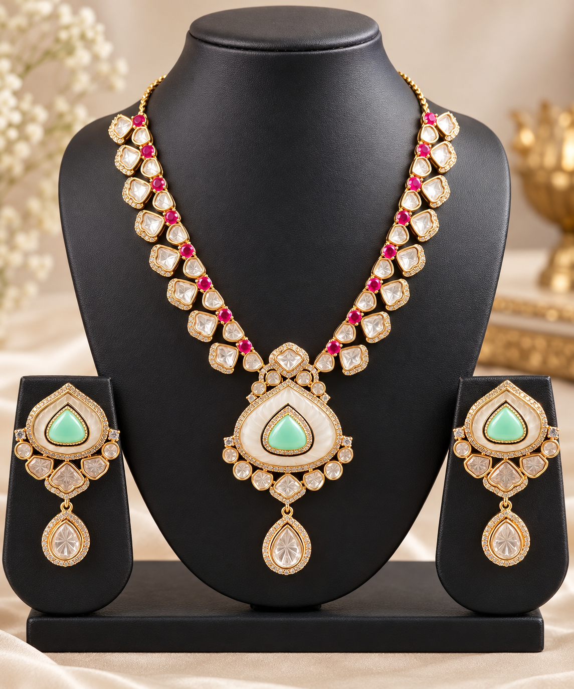 Royal Mint Emerald Kundan Necklace Set