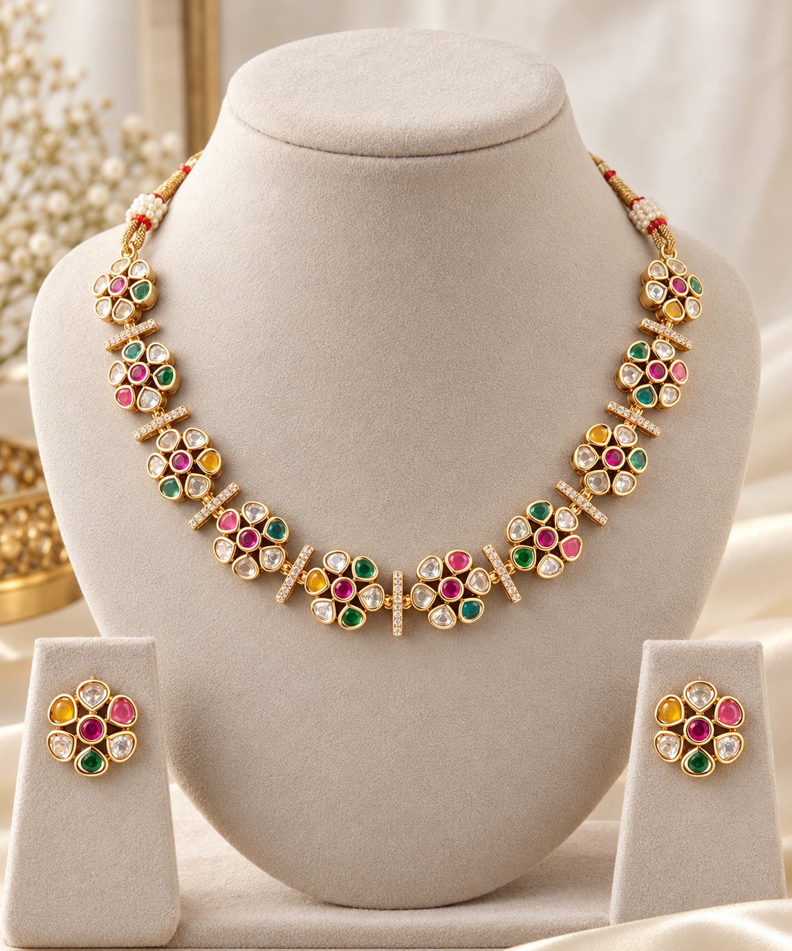 Royal Multicolor Floral Necklace Set