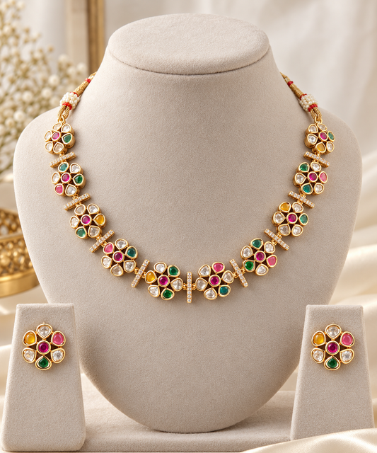 Royal Multicolor Floral Necklace Set