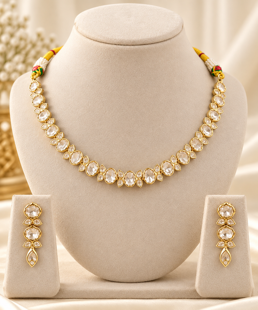 Crystal Elegance Kundan Necklace Set