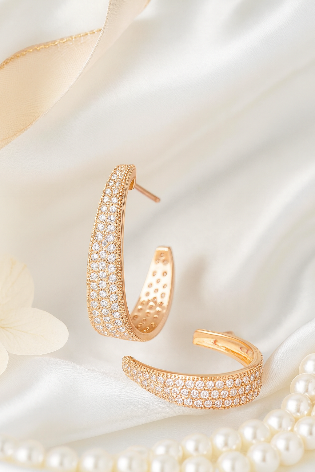 Rose Gold Sparkle Hoops