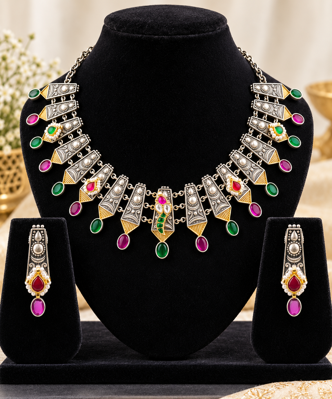 Royal Multicolor Tribal Necklace Set