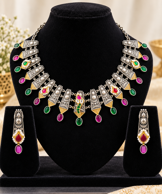 Royal Multicolor Tribal Necklace Set