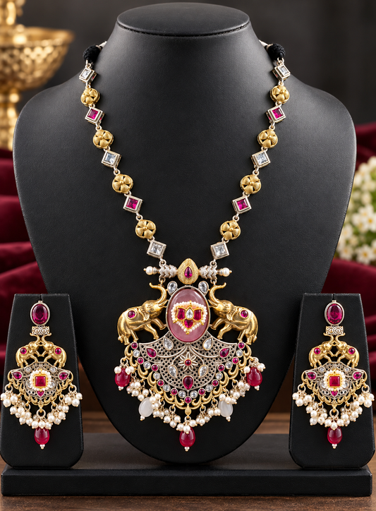Ruby & Pearl Heritage Grand Necklace Set