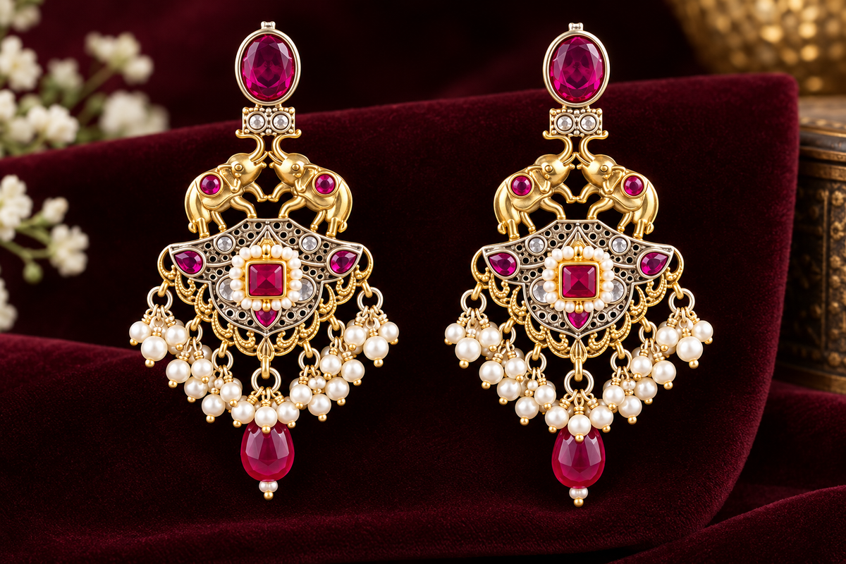 Ruby & Pearl Heritage Grand Necklace Set