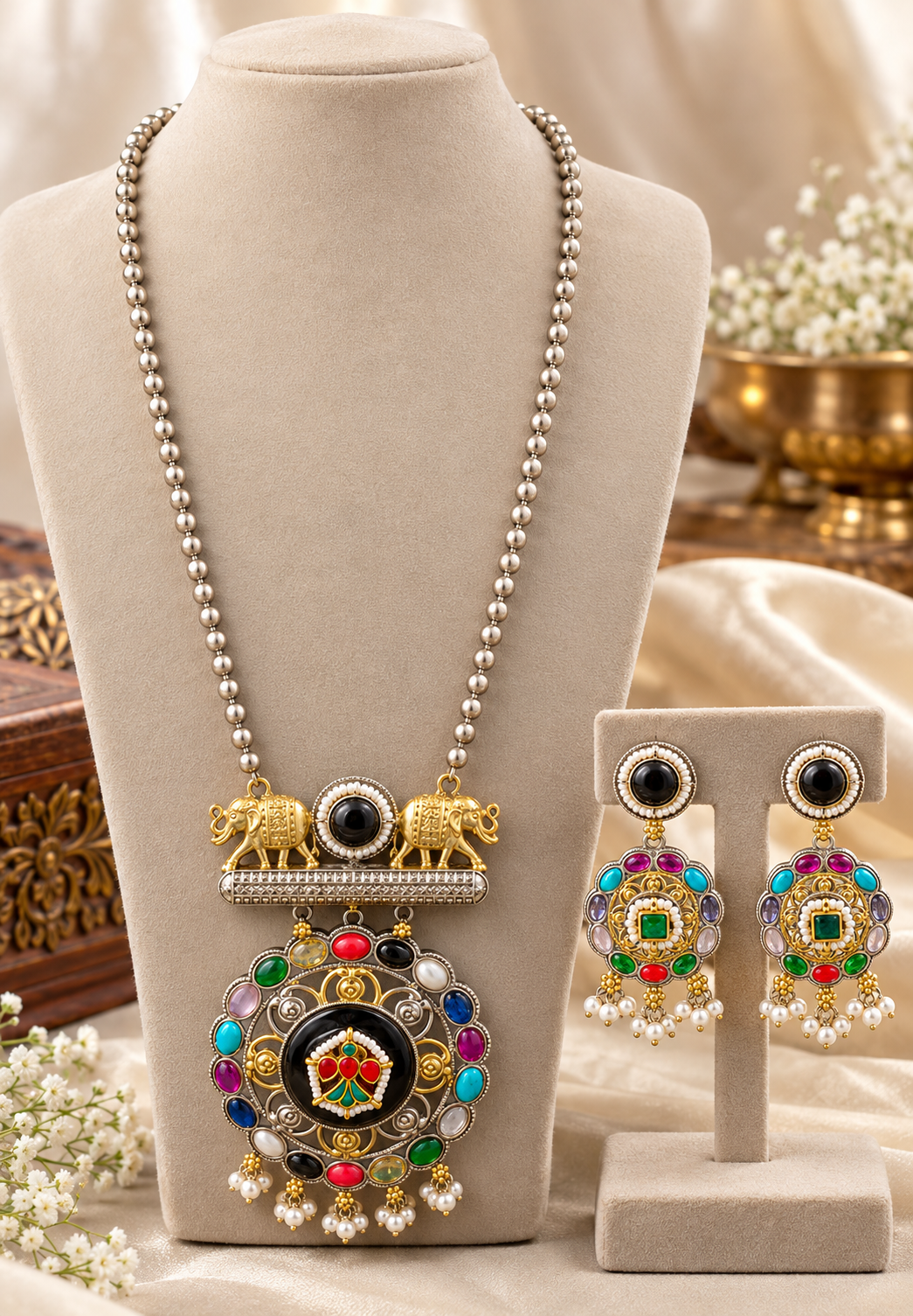 Heritage Multicolour Statement Necklace Set