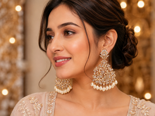 Royal Kundan Crescent Statement Earrings